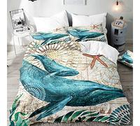 Morbuy 3D Set di Biancheria da Letto di Delfino Stampa, Set Copripiumino Matrimoniale Singolo King in Microfibra con Federa e Copripiumini a Cerniera (Baby Balena,220x240cm)