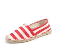 Morbuy Alpargatas Mujer Planas, Zapatillas Esparto Mujer Cerradas Alpargatas Boda Sencillas y Cómodas Raya Zapatillas Esparto Hombre Espardeñas sin Cordones Transpirables (Rosso,38)