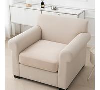Morbuy Copricuscini per Sedile di Divano Elasticizzati, Copricuscini Universali per Divano Altamente Elastici in Velluto Morbido con Fondo Elastico (Beige-grigio,3 Posti Plus)