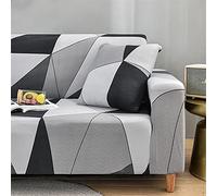 Morbuy Copridivano Elasticizzato Universale con Braccioli, Copridivano Stampa semplicità, Fodera per Divano Allungabile Antiscivolo AntiGraffio Sofa Protettore (Geometria Grigia,4 posti(235-300cm))