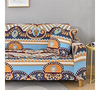 Morbuy Copridivano Elasticizzato Universale con Braccioli, Copridivano Stampa semplicità, Fodera per Divano Allungabile Antiscivolo AntiGraffio Sofa Protettore (Boho Arancione,3 posti(190-230cm))