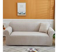 Morbuy Copridivano Fodera Copridivani di Colore Solido Stampa, Elasticizzato Sofa Protettore Copertura per 1/2/3/4 posti Divano Poltrone + Rullo Appiccicoso Regalo (Crema,4 posti)