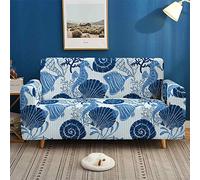 Morbuy Copridivano Fodera Copridivani di Vita Marina Stampa, Elasticizzato Sofa Protettore Copertura per 1/2/3/4 posti Divano Poltrone + Rullo Appiccicoso Regalo (Conchiglia,1 posti)