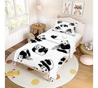 Morbuy Copripiumino Singolo 140x200 e 1 Federa 50x75, Set Copripiumino Singolo in Microfibra, Biancheria da Letto di Panda Stampa