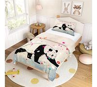 Morbuy Copripiumino Singolo 90x190 e 1 Federa 40x60, Set Copripiumino Singolo in Microfibra, Biancheria da Letto di Panda Stampa