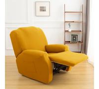 Morbuy Copripoltrona Relax Reclinabile Elasticizzato con Tasca, Fodera per Poltrona, Rimovibile Lavabile Coprisedile Fodere per Poltrona Relax (Giallo Zenzero,4 Pezzi per 1 Posto)