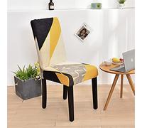 Morbuy Coprisedia in Spandex Elasticità con Schienale, Stampa Geometrica di Moda Fodera per Sedia, Lavabile e Sfoderabile, Decor per Sala Pranzo Hotel Banchetto Party (Giallo,6 Pezzi)