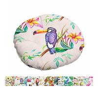 Morbuy Cuscini per Sedia Rotondi Fiore e Serie Uccello, Cuscino Sedia in Cotone Lino Tatami Comodo Morbido, per Cucina Giardino Sedia da Pranzo Interno ed Esterno (40x40cm,Tucano Viola)