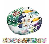 Morbuy Cuscini per Sedia Rotondi Fiore e Serie Uccello, Cuscino Sedia in Cotone Lino Tatami Comodo Morbido, per Cucina Giardino Sedia da Pranzo Interno ed Esterno (40x40cm,Tucano)