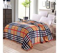 Morbuy Flanella Coperta Morbida in Microfibra, Super Viaggio Picnic Leggero Camera Biancheria da Letto Divano Ideale per Regalo Natale (150x200cm,Griglia Arancione)