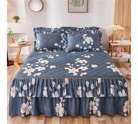 Morbuy Gonna da Letto Trapuntata per Singolo Matrimoniale e Una Piazza e Mezza Elasticizzata Copriletto con Volant Coprirete per Letto Lenzuola con 2 Federe (120x200cm,Petalo)