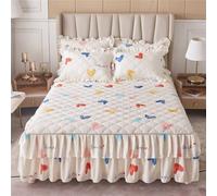 Morbuy Gonna da Letto Trapuntata per Singolo Matrimoniale e Una Piazza e Mezza Elasticizzata Copriletto con Volant Coprirete per Letto Lenzuola con 2 Federe (120x200cm,Amore)