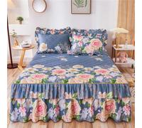 Morbuy Gonna da Letto Trapuntata per Singolo Matrimoniale e Una Piazza e Mezza Elasticizzata Copriletto con Volant Coprirete per Letto Lenzuola con 2 Federe (200x220cm,Rose)