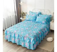 Morbuy Gonna da Letto Trapuntata per Singolo Matrimoniale e Una Piazza e Mezza Elasticizzata Copriletto con Volant Coprirete per Letto Lenzuola con 2 Federe (180x200cm,Gelsomino)