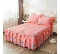 Morbuy Gonna da Letto Trapuntata per Singolo Matrimoniale e Una Piazza e Mezza Elasticizzata Copriletto con Volant Coprirete per Letto Lenzuola con 2 Federe (120x200cm,Ramo di Fiori)