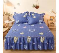 Morbuy Gonna da Letto Trapuntata per Singolo Matrimoniale e Una Piazza e Mezza Elasticizzata Copriletto con Volant Coprirete per Letto Lenzuola con 2 Federe (120x200cm,a Forma di Cuore)