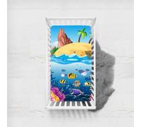 Morbuy Lenzuola con Angoli per Lettino, Mondo Sottomarino Morbido Lenzuola da Lettino, Lenzuola Navicella con Angoli Elasticizzati Lenzuola Culla per Bambine e Ragazzi (Coralli blu,75x33cm)