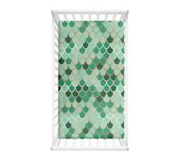 Morbuy Lenzuola con Angoli per Lettino, Scaglie Colorate Morbido Lenzuola da Lettino, Lenzuola Navicella con Angoli Elasticizzati Lenzuola per Culla per Bambine e Ragazzi (75x30cm,Verde)