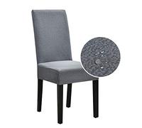 Morbuy Moderno Seersucker Coprisedie Impermeabile Fodera per Sedia Tinta Unita con Schienale per Sala Pranzo Hotel Banchetto Party Decor, Lavabile e Sfoderabile (Grigio,6 Pezzi)