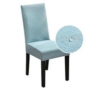 Morbuy Moderno Seersucker Coprisedie Impermeabile Fodera per Sedia Tinta Unita con Schienale per Sala Pranzo Hotel Banchetto Party Decor, Lavabile e Sfoderabile (Baby Blue,6 Pezzi)