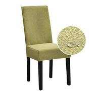 Morbuy Moderno Seersucker Coprisedie Impermeabile Fodera per Sedia Tinta Unita con Schienale per Sala Pranzo Hotel Banchetto Party Decor, Lavabile e Sfoderabile (Giallo Verde,4 Pezzi)