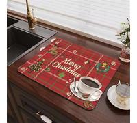 Morbuy Natale Tappetino Scolapiatti Silicone Assorbente Tappetini Lavello per Cucina Bancone, Sgocciolatoio per Lavello, Antiscivolo Scolapiatti da Lavello (40x50cm,Rosso 3)