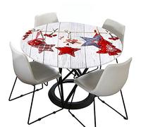 Morbuy Natale Tovaglia Rotondo Antimacchia con Bordo Elastico, Tovaglie da Tavola in Poliestere Impermeabile Lavabile per Cucina Giardino Decorazione (Campana di Natale,Diametro 120cm)