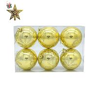 Morbuy Palline per Albero di Natale, 6pcs/Set Diametro 8cm Palle di Natale in Plastica Scatola Porta Applique Ornamenti Festa Decorazioni Natalizie Albero Palle per Matrimoni (8CM,Oro)