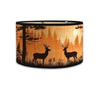 Morbuy Paralume a Tamburo E27 in Bambù, Stampa foresta cervo Paralume Sostituibile per Lampada da Tavolo, Lampadario, Lampada da Terra, Lampada Accessorio, Decorazioni per Casa (Arancione)