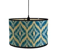 Morbuy Paralume a Tamburo in Bambù Moderno Stampa Geometrica Paralume Sostituibile per E27 Lampada da Tavolo, Lampada da Terra, Lampadario, Lampada Accessorio, Decorazioni Casa (Azzurro)