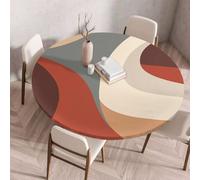 Morbuy Plastificata Tovaglia Rotondo con Bordo Elastico, Tovaglie da Tavola Antimacchia Plastica Tovaglia Colorato per Salotto Caffè Pranzo Giardino Decorazione (Rosso,80cm)