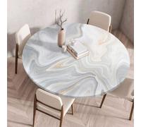 Morbuy Plastificata Tovaglia Rotondo con Bordo Elastico, Tovaglie da Tavola Antimacchia Plastica Tovaglia Colorato per Salotto Caffè Pranzo Giardino Decorazione (Grigio,130cm)