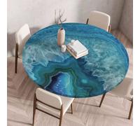Morbuy Plastificata Tovaglia Rotondo con Bordo Elastico, Tovaglie da Tavola Antimacchia Plastica Tovaglia Colorato per Salotto Caffè Pranzo Giardino Decorazione (Oceano,180cm)