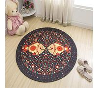 Morbuy Rotonda Tappeto Salotto Cucina Bagno Bambini Camera da Letto Yoga, Moderno Carton Stampa Soggiorno Antiscivolo Tappeti Decorazione della Casa (100x100cm,Pesce a Pois)