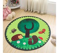 Morbuy Rotonda Tappeto Salotto Cucina Bagno Bambini Camera da Letto Yoga, Moderno Carton Stampa Soggiorno Antiscivolo Tappeti Decorazione della Casa (60x60cm,Animali della Foresta)