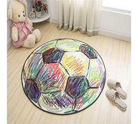 Morbuy Rotonda Tappeto Salotto Cucina Bagno Bambini Camera da Letto Yoga, Moderno Carton Stampa Soggiorno Antiscivolo Tappeti Decorazione della Casa (120x120cm,Calcio Multicolor)