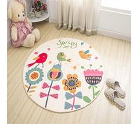 Morbuy Rotonda Tappeto Salotto Cucina Bagno Bambini Camera da Letto Yoga, Moderno Carton Stampa Soggiorno Antiscivolo Tappeti Decorazione della Casa (60x60cm,Fiore Primaverile)