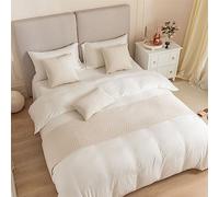 Morbuy Runner Letto con Cuscini, Estivo Corridore del Letto Morbido Confortevole Sciarpa da Letto Modern Scarf Runner Hotel Bed Runners Decorazione (45x210+45x45cm,Bianco)