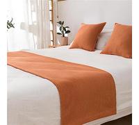 Morbuy Runner Letto con Cuscini, Estivo Corridore del Letto Morbido Confortevole Sciarpa da Letto Modern Scarf Runner Hotel Bed Runners Decorazione Letto Matrimoniale (45x240+45x45cm,Arancione)