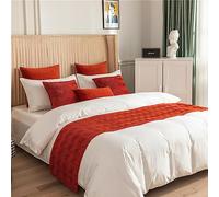 Morbuy Runner Letto con Cuscini, Estivo Corridore del Letto Morbido Confortevole Sciarpa da Letto Modern Scarf Runner Hotel Bed Runners Decorazione Letto Matrimoniale (45x240+45x45cm,Rosso)