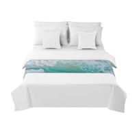 Morbuy Runner Letto Matrimoniale, Corridore Letto, Morbido Sciarpa e Federa da Letto, Stampa 3D del Mare Modern Scarf Runner Decorazione per Alberghi Hotel (Mare Verde,50x240cm)