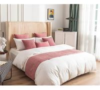 Morbuy Runner Letto Matrimoniale,Corridore Letto Velluto d'Olanda, Morbido Confortevole Sciarpa,Modern Scarf Runner Decorazione per Alberghi Hotel (Rosa,240 X 45cm per 180cm Letto)