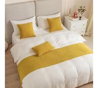 Morbuy Runner Letto Matrimoniale, Jacquard Corridore Letto, Morbido Confortevole Sciarpa e Federa da Letto, Modern Alberghi Scarf Runner Decorazione (Curcuma,45x180 cm (corridori da Letto))