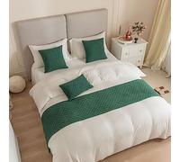 Morbuy Runner Letto Matrimoniale, Jacquard Reversibile Corridore Letto, Morbido Sciarpa e Federa da Letto, Modern Alberghi Scarf Runner Decorazione (45x45 cm (Federa),Verde Scuro)