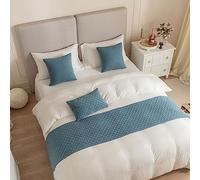 Morbuy Runner Letto Matrimoniale, Jacquard Reversibile Corridore Letto, Morbido Sciarpa e Federa da Letto, Modern Alberghi Scarf Runner Decorazione (45x45 cm (Federa),Blu Grigio)