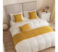 Morbuy Runner Letto Matrimoniale, Jacquard Reversibile Corridore Letto, Morbido Sciarpa e Federa da Letto, Modern Alberghi Scarf Runner Decorazione (45x180 cm (corridori da Letto),Curcuma)