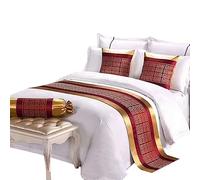 Morbuy Runner Letto Matrimoniale, Raso Corridore Letto, Morbido Confortevole Sciarpa e Federa da Letto, Modern Scarf Runner Decorazione per Alberghi Hotel (50x260cm+50x50cm,Rosso)