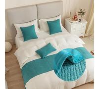 Morbuy Runner Letto Matrimoniale, Reversibile Jacquard Corridore Letto, Morbido Sciarpa e Federa da Letto, Modern Alberghi Scarf Runner Decorazione (45x45 cm (Federa),Blu Turchese)