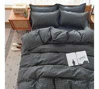 Morbuy Set di Biancheria da Letto 4 Pezzi - Plaid Stampa Set Copripiumino in Microfibra con 1 Lenzuola Piane e 2 Federe per Letto Singolo Matrimoniale King (Grigio Scuro,150x200cm /1.5M)