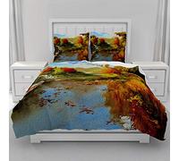 Morbuy Set di Biancheria da Letto di 3D Dipinto di Paesaggio Stampa, Set Copripiumino con Federe 80x80cm per Matrimoniale Singolo King in Microfibra (Canna Decidua,200x200cm)